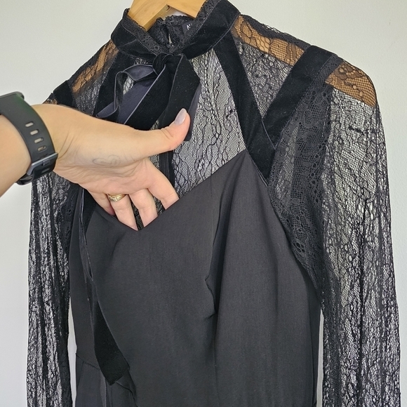 Nasty Gal "Lace Face It" Black Velvet Lace Jumpsuit - Picture 5 of 12